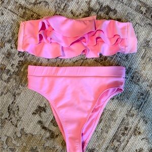 Women’s Resort River Island Pink Ruffle Bikini Set